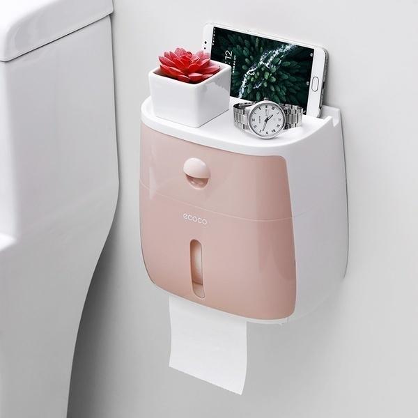 Новая модернизация Настенные открывающиеся при нажатии водонепроницаемые двухъярусные коробки для бумажных полотенец Коробки для рулонных бумажных полотенец Ремни для туалета Ящики Полки
