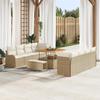 11-piece Garden Sofa Set with Beige Poly Rattan Cushions, 2-seater Garden Sofa with Storage 3364196