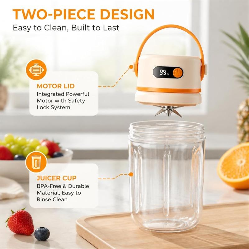 Portable Electric Juicer Cup with Zero Cord Hassle, Rechargeable Personal Blender for Smoothies & Protein Shakes, Portable Blender Cup for Gym,