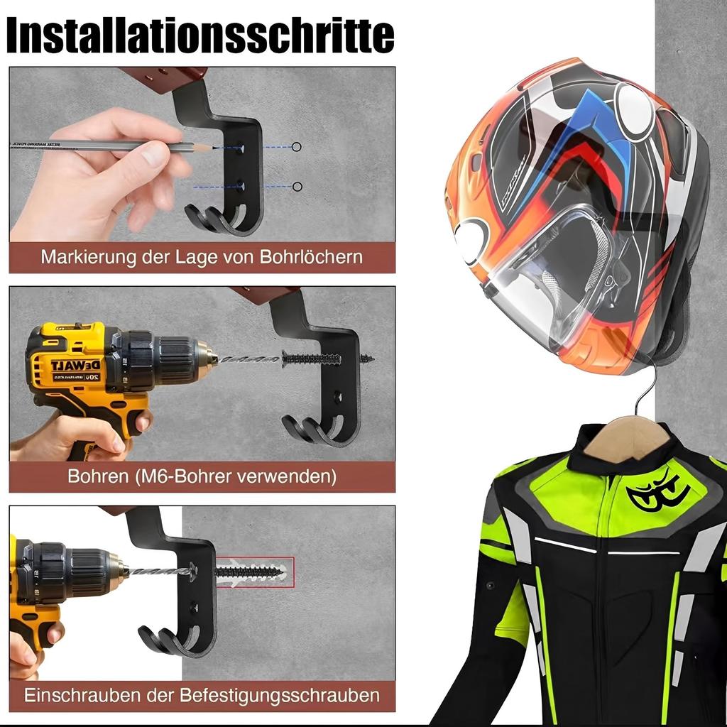 MIMIA Helmet Holder, Helmet Rider Suit, Wall Mounted, Helmet Stand, Helmet Storage, Helmet Hanger,