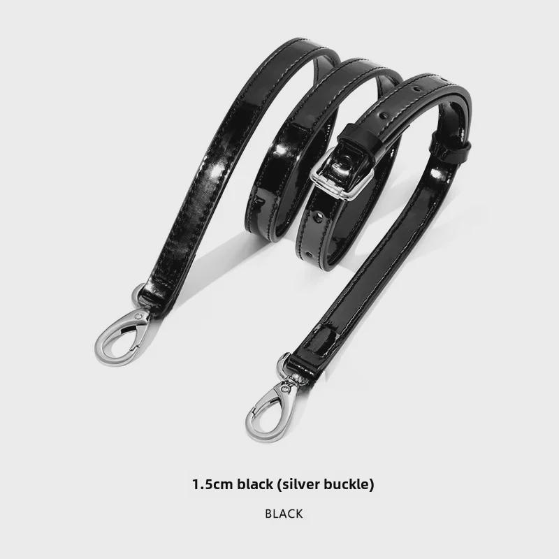 MHS-A-25 Черная блестящая лакированная сумка через плечо с регулируемым ремнем и пряжкой-шпилькой