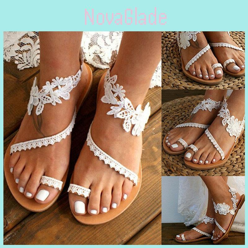 Elegant Women's Lace Boho Sandals With Ring Toe For Ultimate Summer Comfort