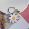 Женский брелок для ключей с цветком и пчелой, брелок с блестящими стразами, инкрустированный, небольшого размера, брелок для сумочки, аксессуары