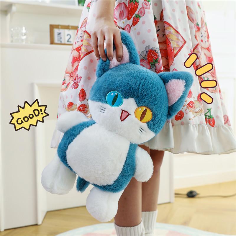 New Shark Cat Doll Plush Toy Cute Abnormal Pupil Cat Doll Children Throw Pillow Soothing Rag Doll Girl