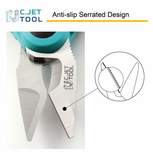 C.Jet Tool Electrician's Stainless Steel Electrician Scissors for Metal, Electrical Cable, Wire Stripping, and Cutting - Multi-Purpose with Stainless