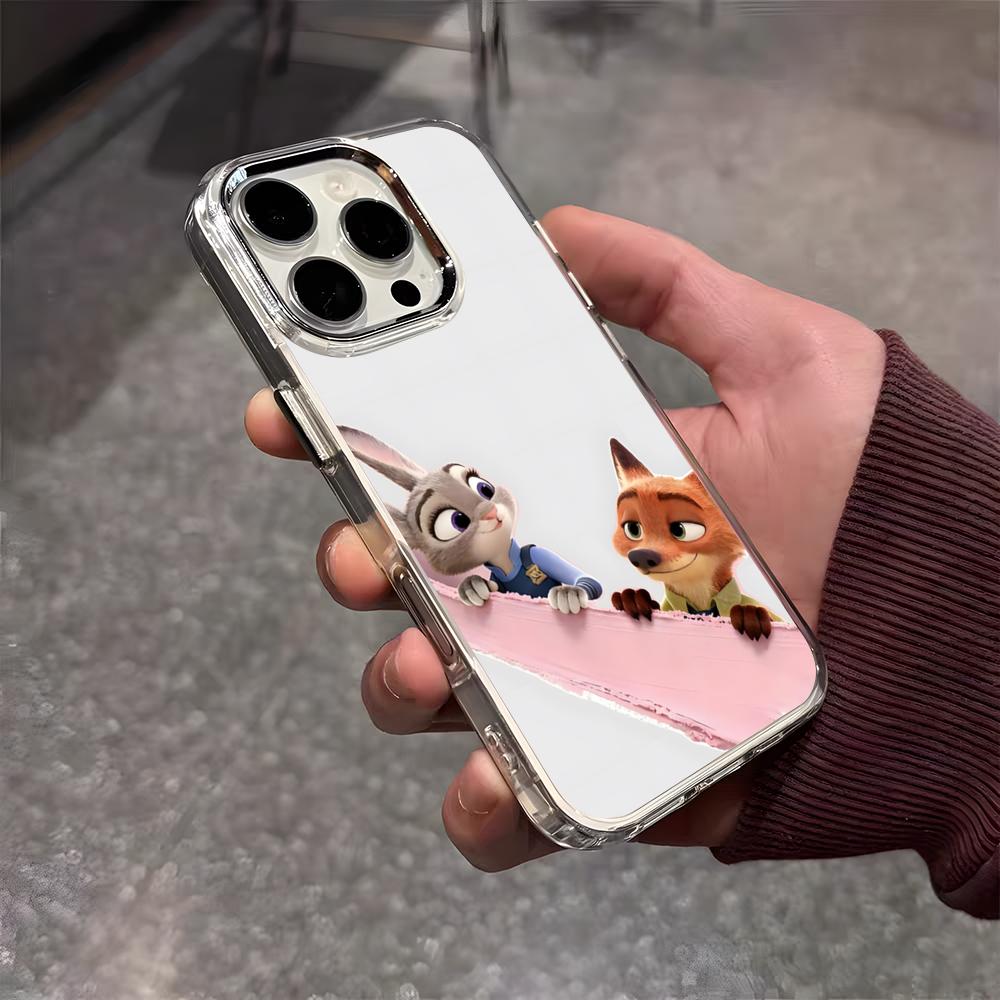 Аниме Z-Зверополис Чехол для телефона для iPhone 17 Air 16 E 15 14 13 12 11 Plus Pro Max Гальванизированный Прозрачный Мягкий Чехол