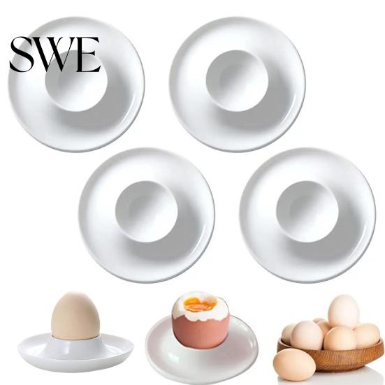 Square Egg Cups 4/6Pcs White Food Grade BPA Free High Sturdy Base Holders Durability Compact Size Portable Boiled Set