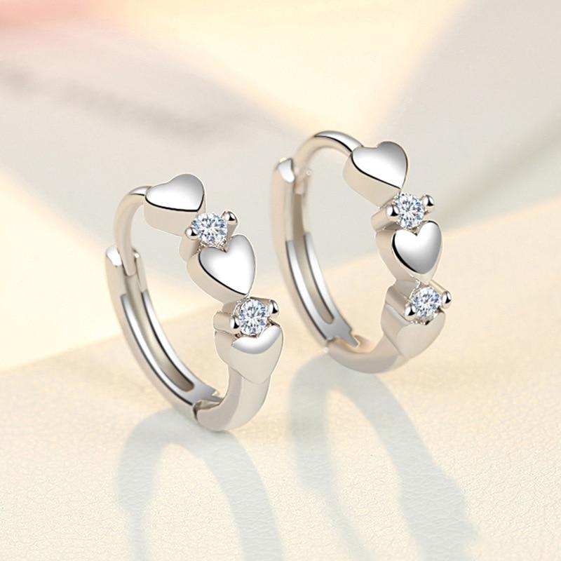 Fashion Crystal Heart Charm Piercing Stud Earring For Women Girls Jewelry Pendientes Accessories Eh1343