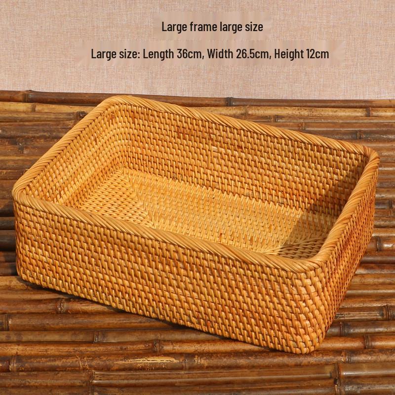 Japanese-Style Rattan Storage Basket: Rectangular, Multifunctional for Desktop, Toys, and Snacks