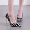 Модные туфли на высоком каблуке с леопардовым принтом 2025 Осень Новые туфли-лодочки на шпильке Сексуальный острый носок Обувь больших размеров для женщин