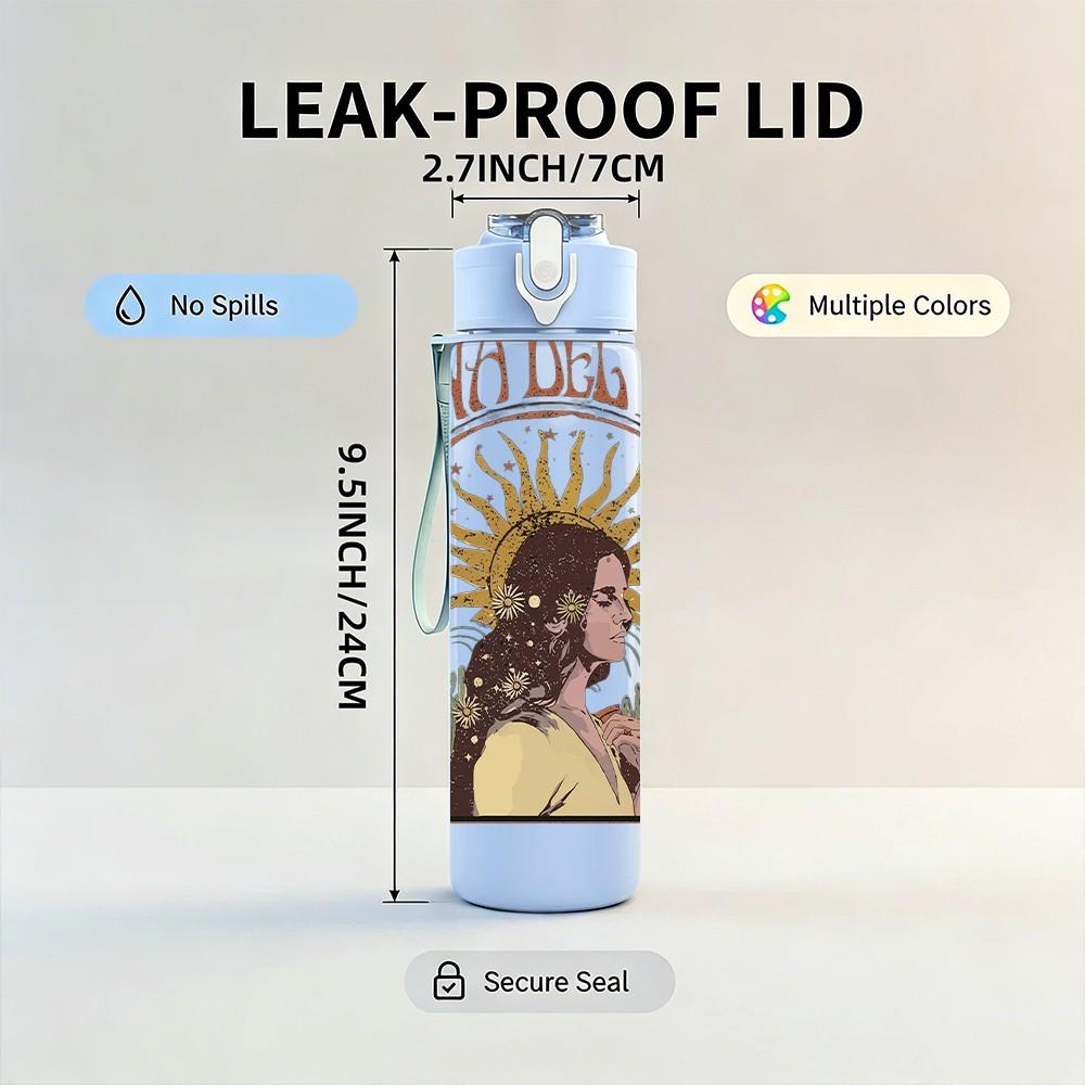 1PC Woman Portrait 750ml sports water bottle leakproof straw lid outdoor office home