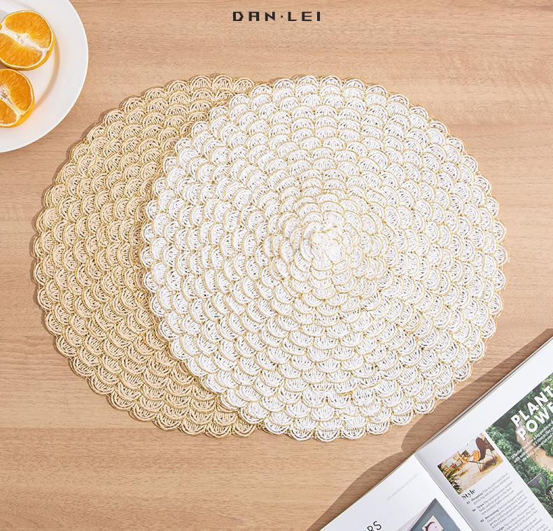 Japanese Paper Woven Placemat Non-slip Thermal Insulation Mat Round Household Coffee Coaster Western Food Mat Decoration Pads