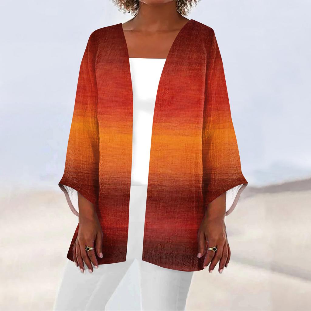 Женская повседневная модная легкая куртка средней длины с принтом, кардиган