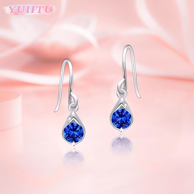 YUIITU earrings ladies shine zirconia hook sway silver Compatible with metal allergies woman drop simple present wedding anniversary birthday commute