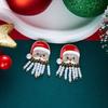 Long Tassel Design Enamel Drop Earrings Pearl Adorned Santa Claus Stud Earrings  Festive Party