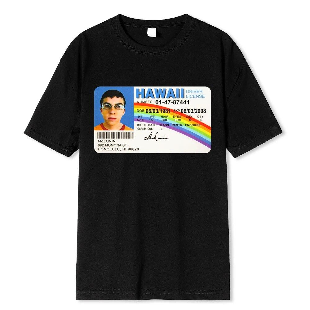 Homme T Shirt Summer Women T-Shirt Mclovin Id Card Superbad Geek Unisex Cotton T-Shirt Unisex T-Shirt Teenagers Cool Soft Clothing