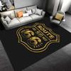 Route 66 Decorative Carpet, Black Background with Gold Print Design Suitable for use as an anti-slip for living room bedroom sofas