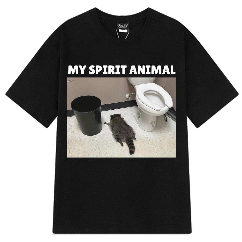 Drunk Raccoon Funny Meme T Shirt Men Women Harajuku Loose T-shirt Short-sleeved Oversized Hip-hop 100% Cotton T-shirt Streetwear