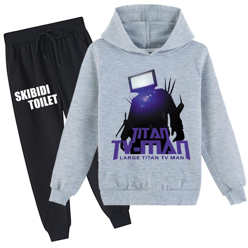 Детский комплект с 3D толстовкой Skibidi, пуловер для туалета, спортивный костюм, детский свитер + брюки