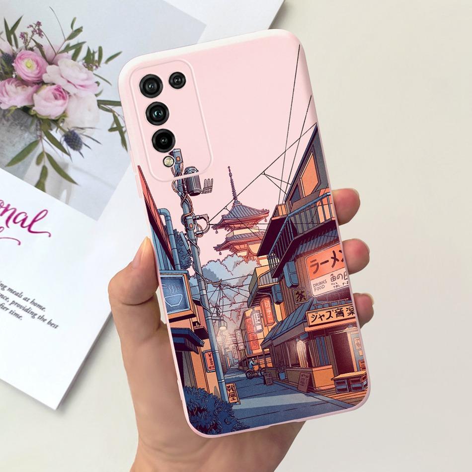 For Honor 10X Lite Phone Case Honor 10Xlite DNN-LX9 Fashion Moon Design Soft Silicon Shockproof Protective Cover Bumper