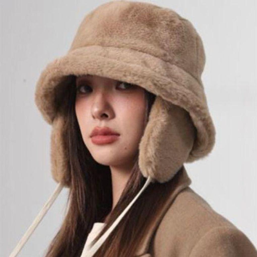 Съемные меховые наушники и шляпа-колокол для зимнего тепла