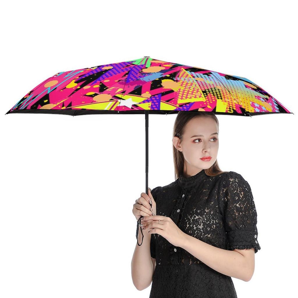 1 шт. Автоматический зонт с ветроустойчивой технологией и водоотталкивающей поверхностью для путешествий, с граффити-дизайном