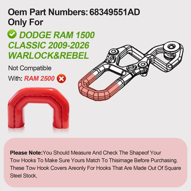 Tow Hitch Covers for Dodge RAM 1500 Classic 2009-2026 Warlock & Rebel, U-Shape, Tow Hook Cover Accessories