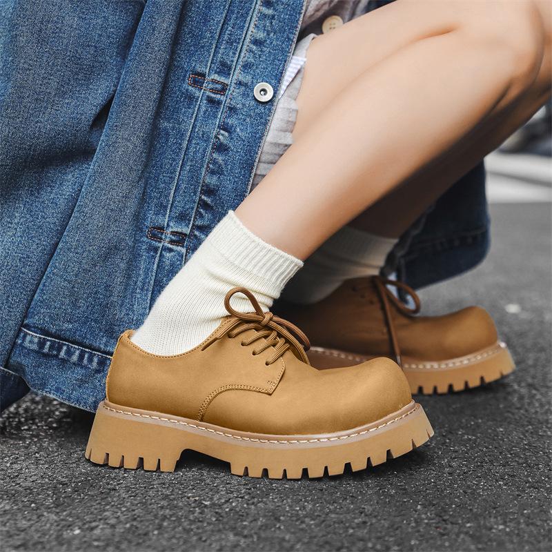 Белые кожаные туфли пара дышащие низкие мартинсы в британском стиле на толстой подошве увеличивающие рост повседневные туфли-маффины 1330-X