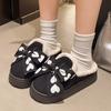 Флисовые теплые тапочки-бантики женские зимние ins тренд корейская версия мягкая толстая подошва хлопковые шлепанцы модная уличная одежда повседневные хлопковые шлепанцы