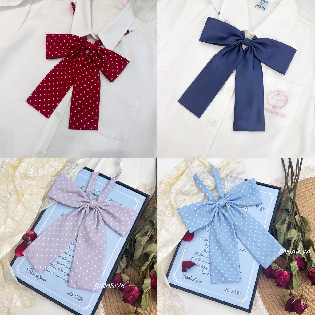 Длинный галстук-бабочка в горошек, аксессуар для школьной формы JK, из тканого материала для повседневной носки