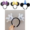 Disney Red Cotton Bow Headband Cartoon Minnie Mickey Ear Hair Accessory With Shiny Sequins