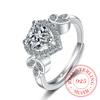 925 Sterling Silver Zircon Heart Finger Rings for Women Girls Wedding Party Classic Jewelry Gift Kfdka