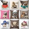Cute Pug Bulldog Sofa Decorative Cushion Covers Pillowcase For Living Room Personalized Polyester Pillow Case 45*45 Home Decor