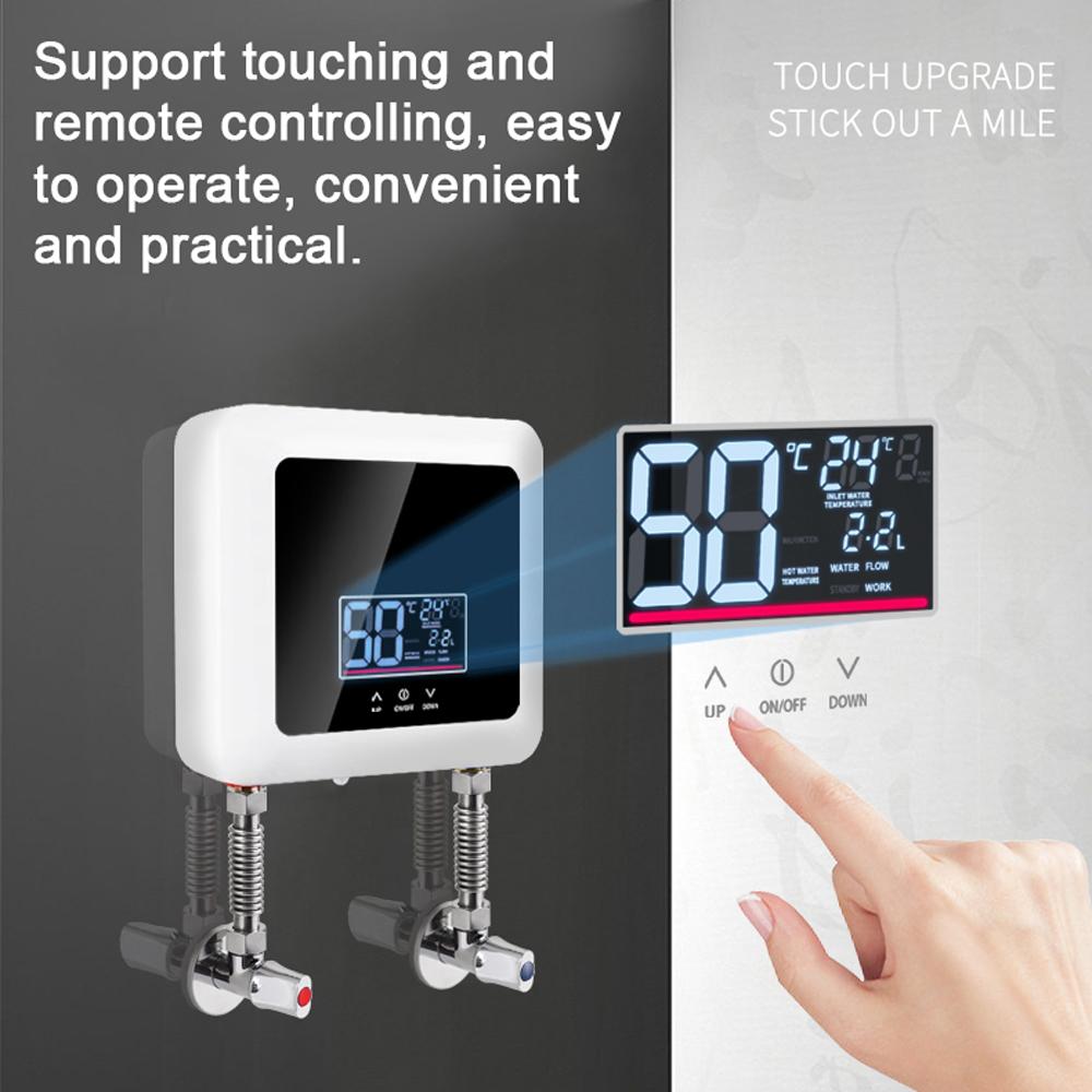 Мгновенный водонагреватель 7500 Вт, мини-электрический проточный водонагреватель, настенный светодиодный дисплей, поддержка