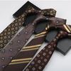 Business Tie Men'S Hand-Made, Suit To Work Banquet Retro Coffee Color High-End Pattern Width 8Cm Jacquard Long