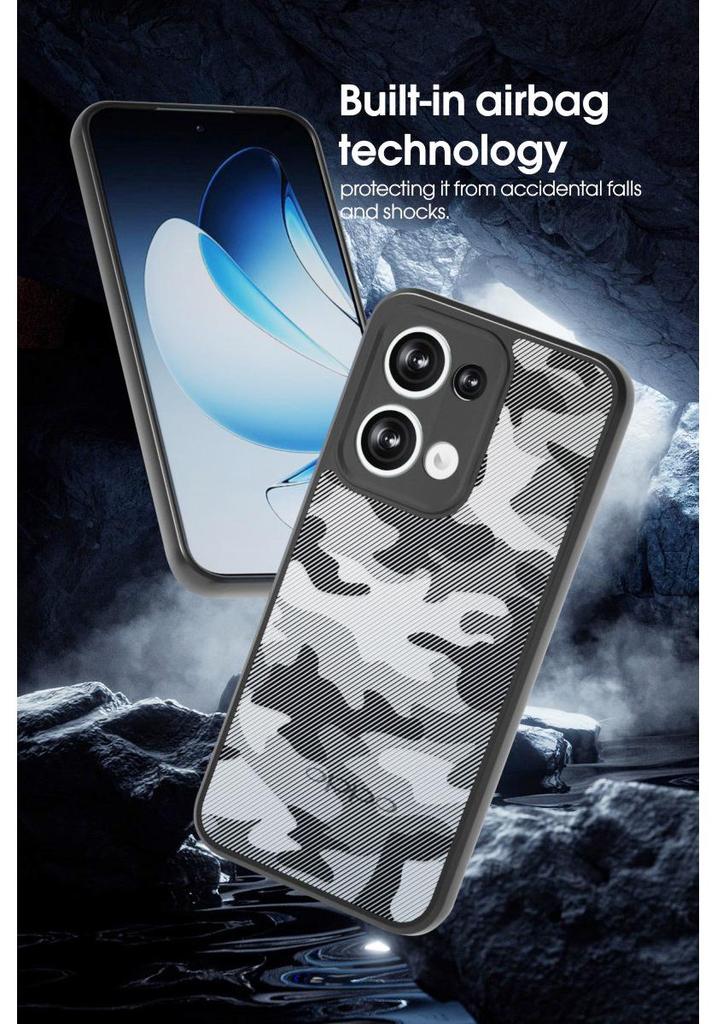 Противоударный чехол OPPO Reno 13 Military Grade Camo с ремешком