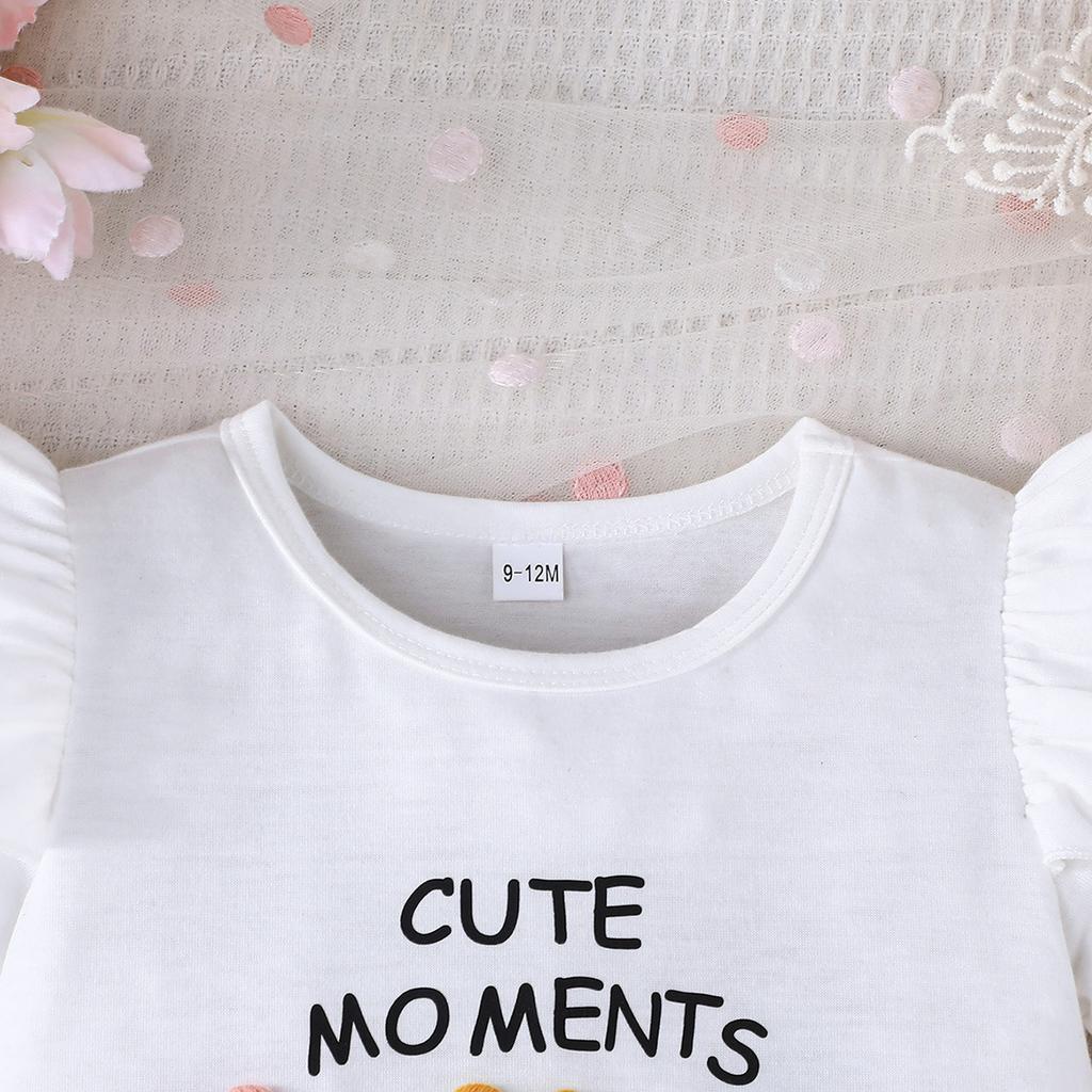 Милый милый топ для девочек + однотонная юбка, комплект детской моды на лето 2025 г.