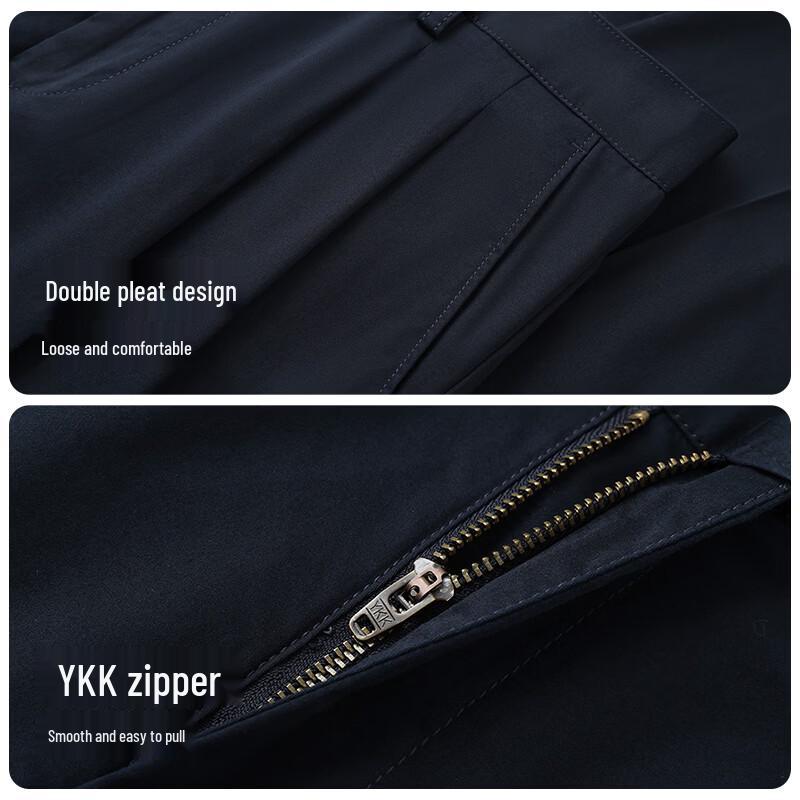 Мужские хлопковые брюки Langdeng с двойными складками, в стиле business casual