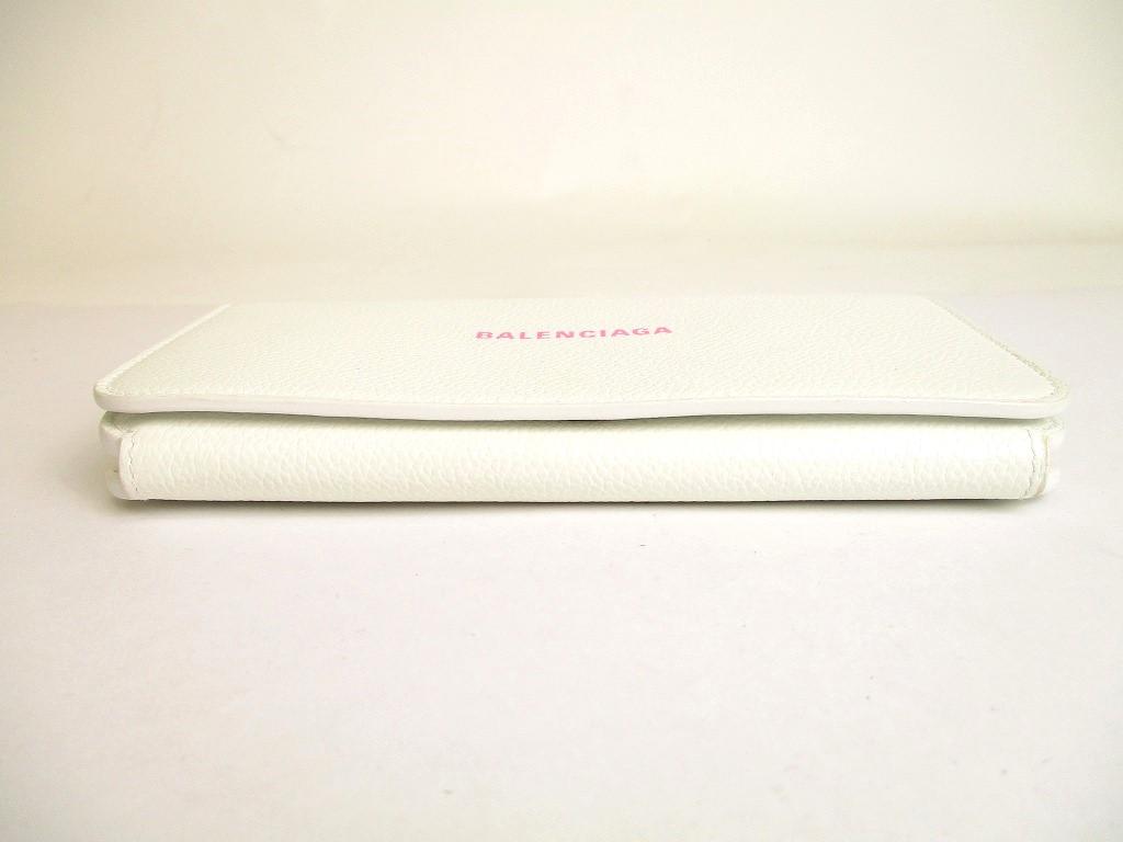 Authentic BALENCIAGA White Leather Women\'s Cash Thin Money Wallet #9690  Refurbished