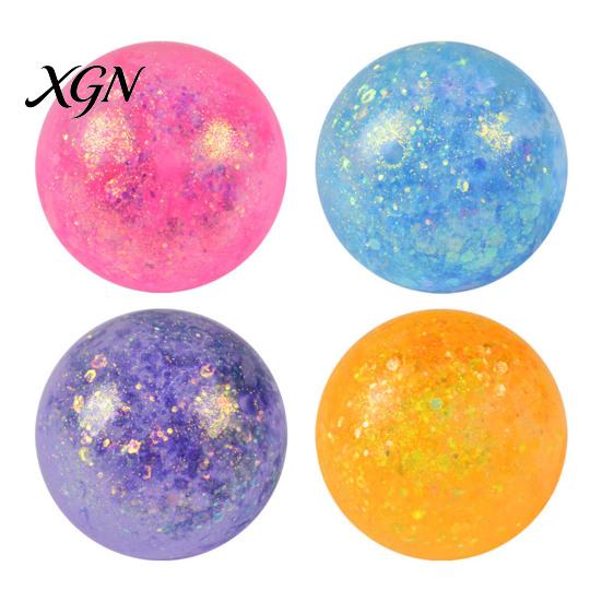 Stress Relief Gadget 1/4Pcs Glitter Ball Toy Transparent Multicolor Squeeze Sugar Soft Elastic Portable Travel Home Office Anxiety Relieving Fidget