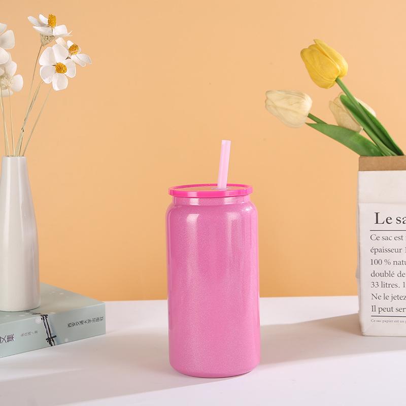 Thermos Cup High Appearance Level Mason Jar Straw Water Cup Simple Thermal Insulation Cold Color Cans