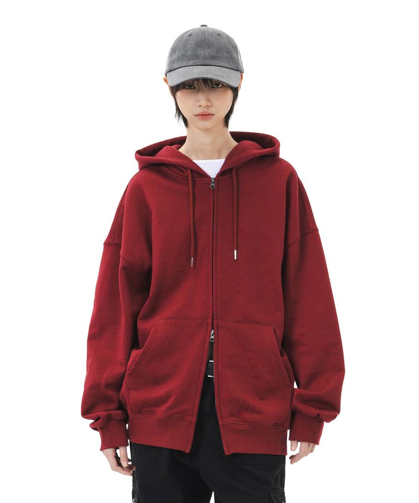 Худи Le Custom The Essential Oversized Однотонное с двусторонней молнией (Бургундия)