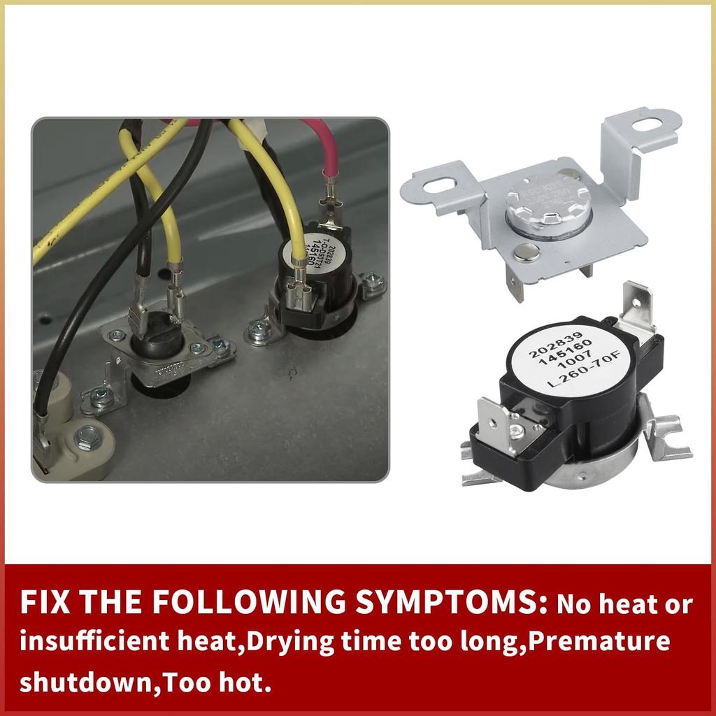137032600 Термоограничитель сушилки 3204267 Запасная часть: Термостат сушилки, Совместим с сушилками Electrolux Frigidaire, Заменяет PS2349395