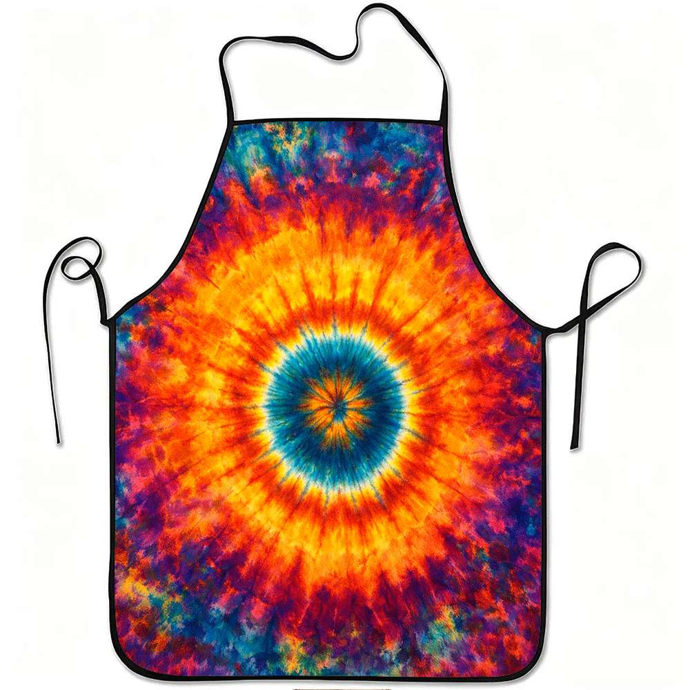 1pc Tie Dye Sunburst Print Apron, Durable and Easy to Clean, Adjustable Waistband, Polyester Material, for Kitchen Cooking, Gardening, Orchard Picking