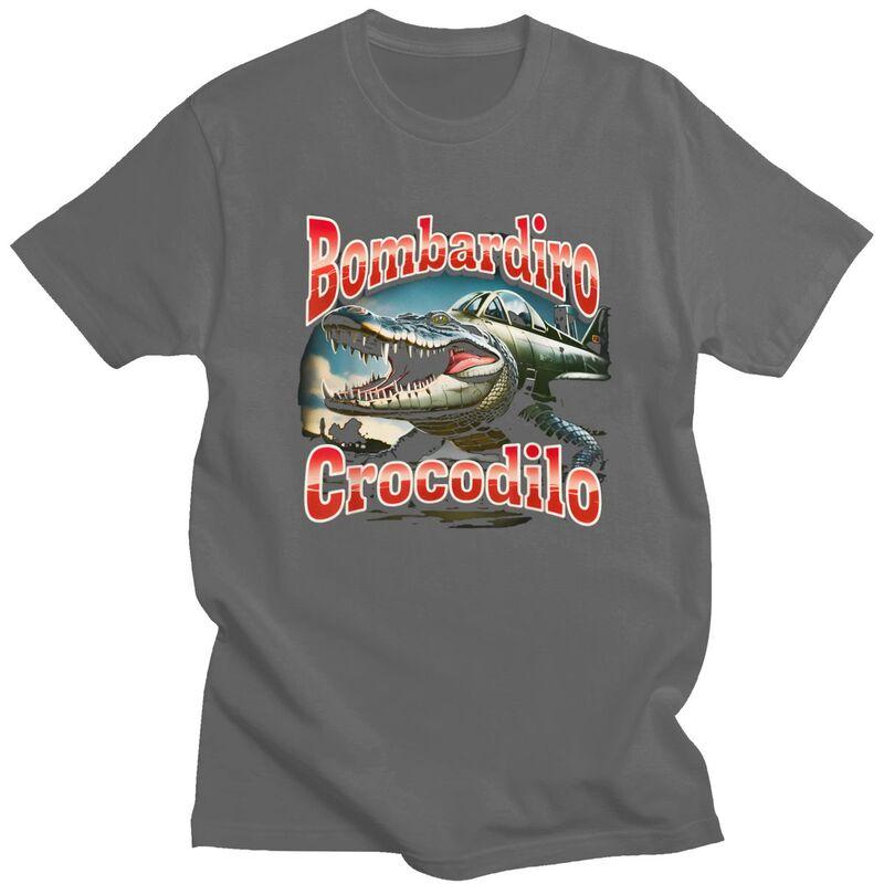 Italian Brainrot Bombardiro Crocodilo T Shirt Men Women Short Sleeves Awesome Clothing Streetwear Summer 100 Cotton Tee Tops
