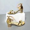 Fashion Women's High Heel Sandals Summer Popular New Shiny Diamond Gold Anti-slip Sandalias Zapatos Shoes for Woman