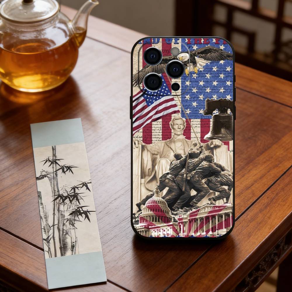 Американский флаг Чехол для телефона Силиконовый Мягкий Для IPhone 17 16 15 14 13 12 11 X XR Plus Pro Max Plus