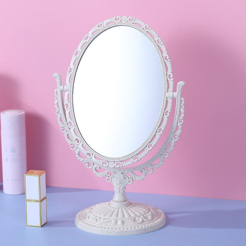 European Style Heart-Shaped Vintage Vanity Mirror – Double-Sided Desktop Makeup Mirror