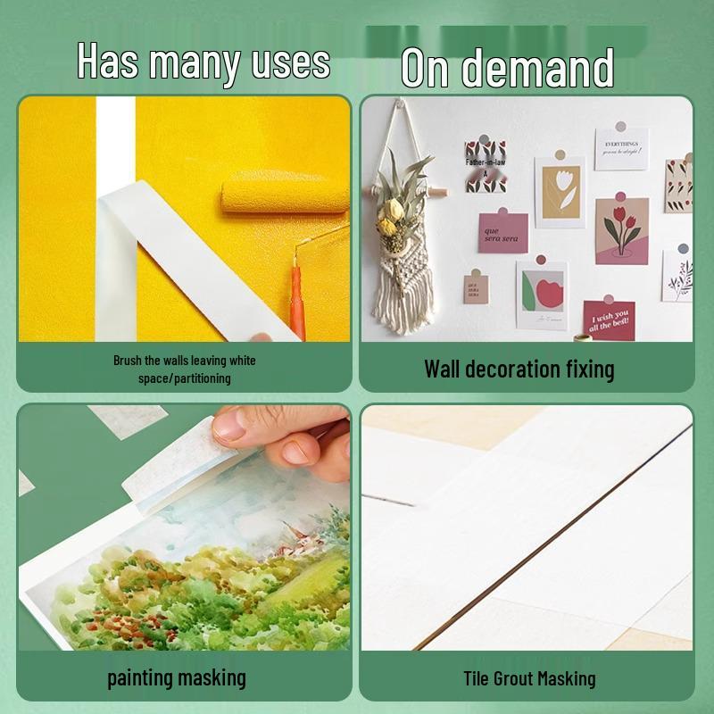 Бумажный скотч белой текстуры без следов для студентов-художников - Декоративная герметизация краев и малярный скотч для маскировки при распылении