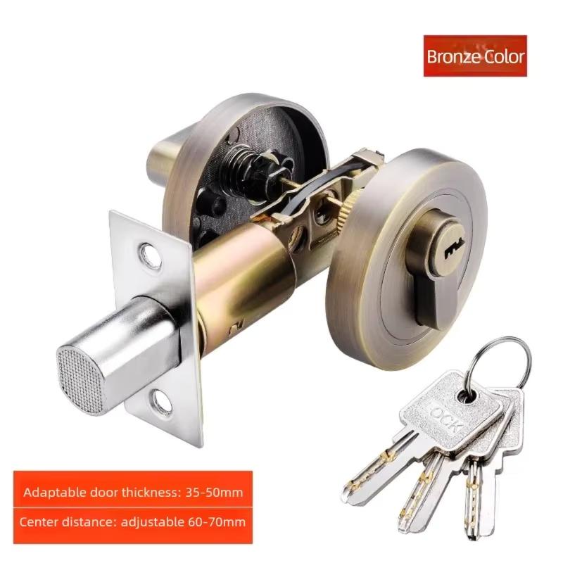 Copper Door Lock Cylinder Chrome Metal Deadbolt Single Cylinder Bolt for Home Door Gate